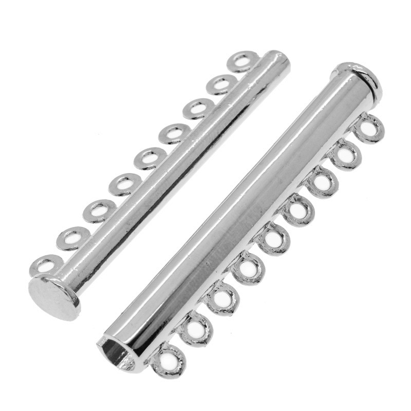 Магнітний замок-слайдер на 9 ниток, Темне срібло, 52х13, 5х7 мм (ZAM-053080)