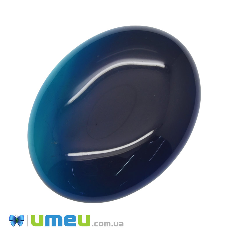 Кабошон нат. камінь Агат синій, Овал, 40х30 мм (KAB-050597)