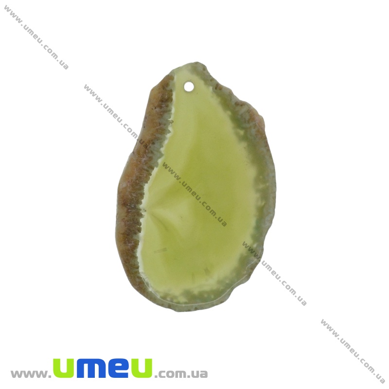 Зріз Агата, Оливковий, 48х31 мм (POD-032487)