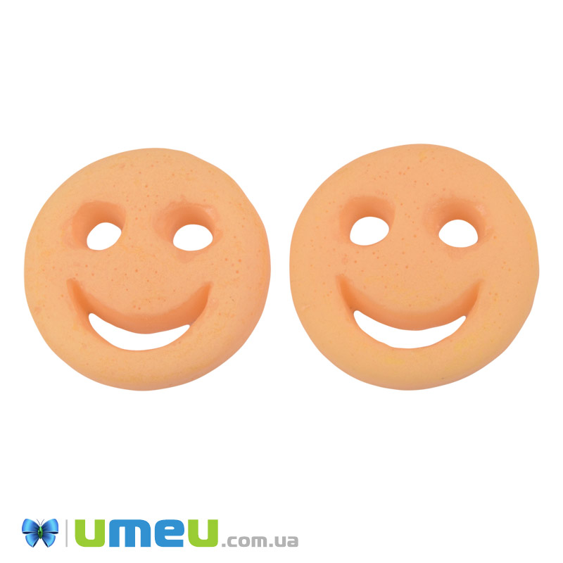 Кабошон из полимерной глины, Смайлик, 25 мм, Оранжевый (DIF-050829)