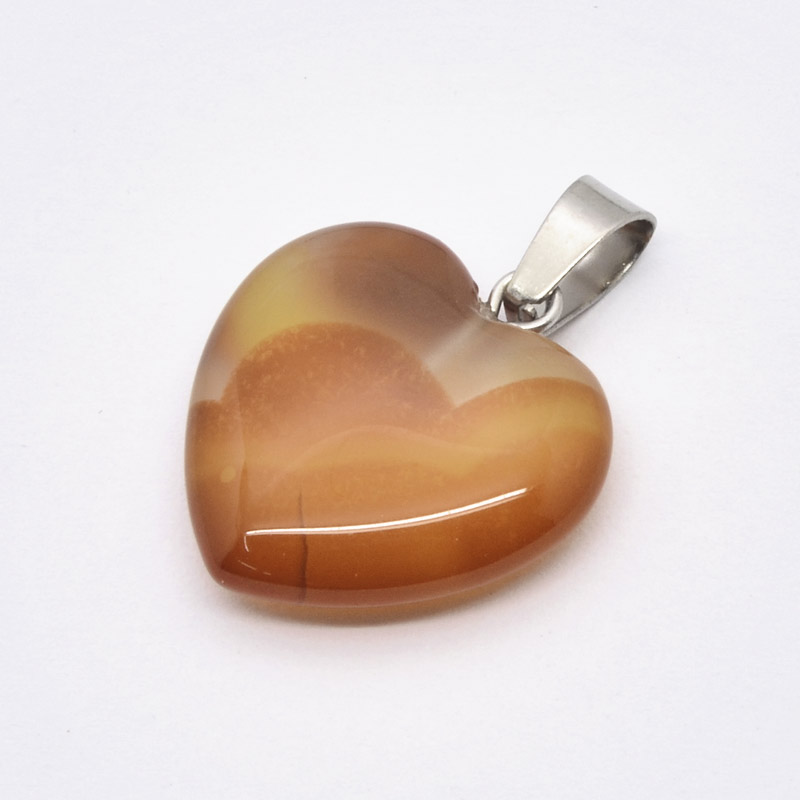 Підвіска Серце, Натур. камінь Сердолік, 20х20 мм (POD-054357)