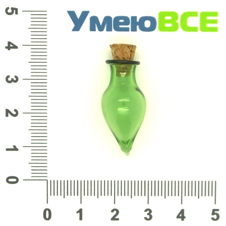 Скляна баночка Перчик, Зелена, 13х27 мм (DIF-006698)