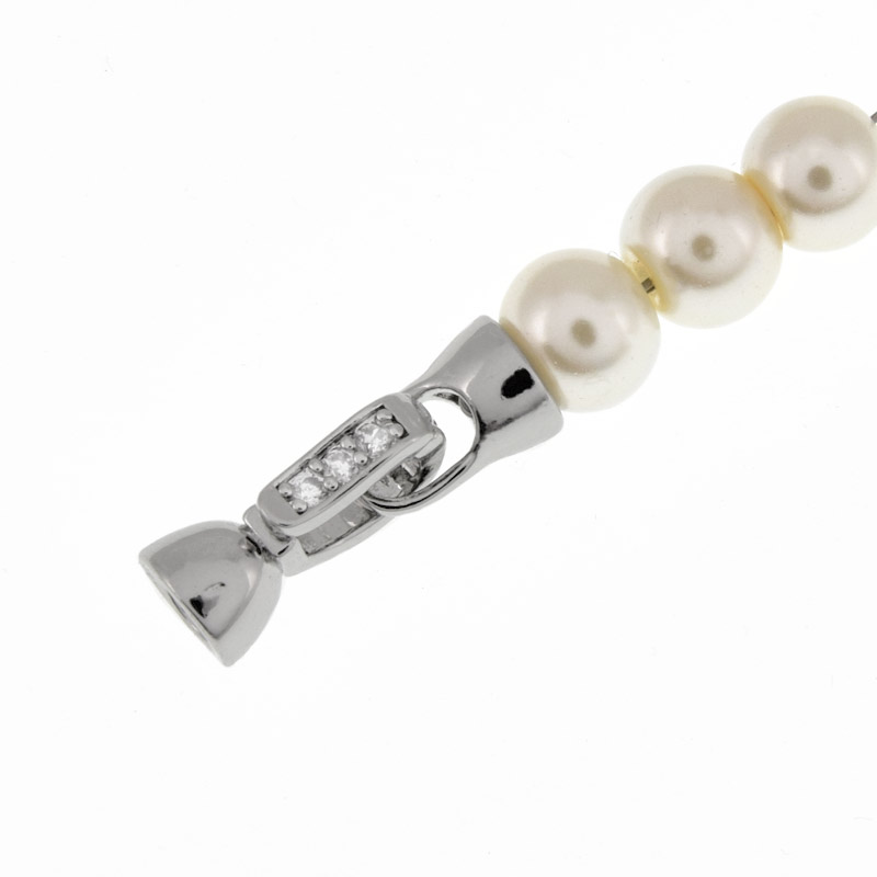 Застібка, 18,5х7 мм, Латунь з покриттям Родій, Куб. цирконій (ZAM-060847)