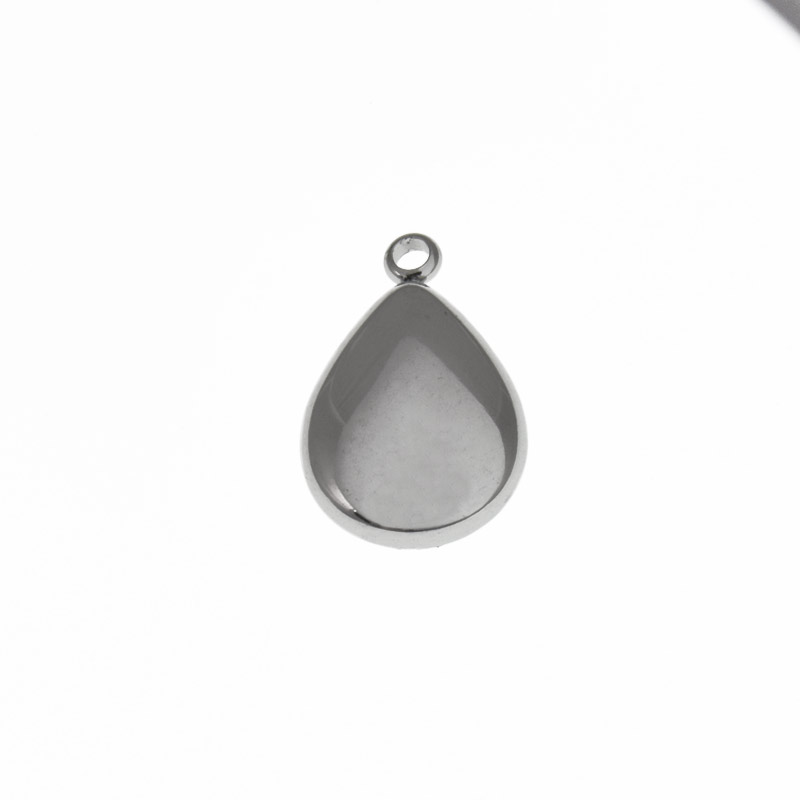 Подвеска из нерж. стали Капля, 17,2х11,2 мм, Темное серебро (STL-060676)