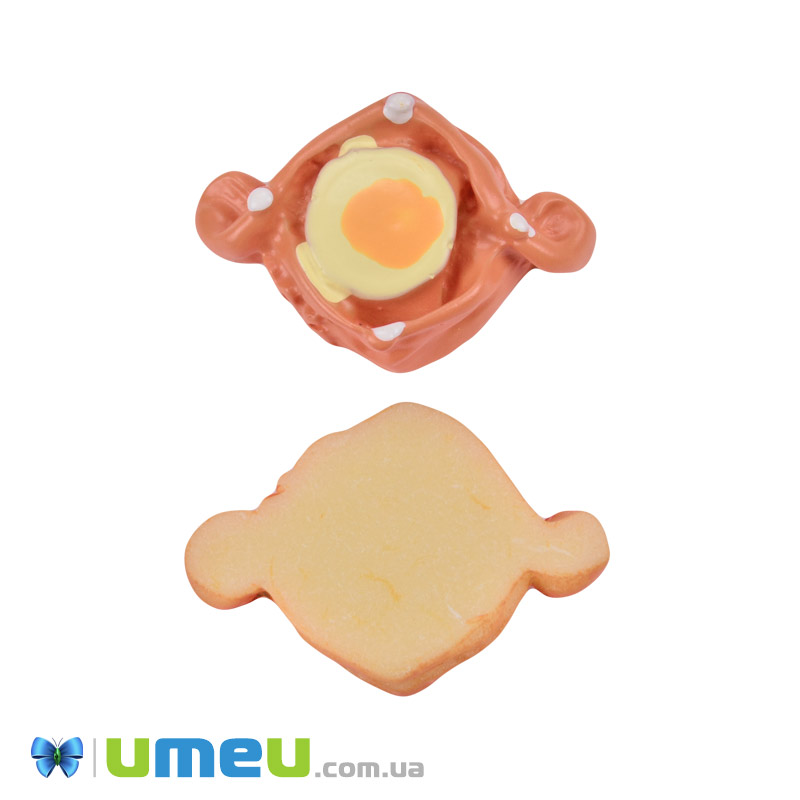 Кабошон із полімерної глини, Хачапурі, 24х16 мм, Помаранчевий (DIF-050828)