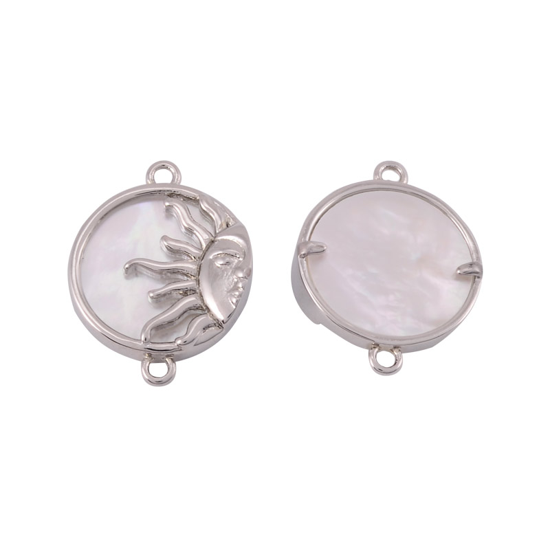 Конектор із кабошоном, 20х15 мм, Латунь із покриттям Родій (KON-055510)