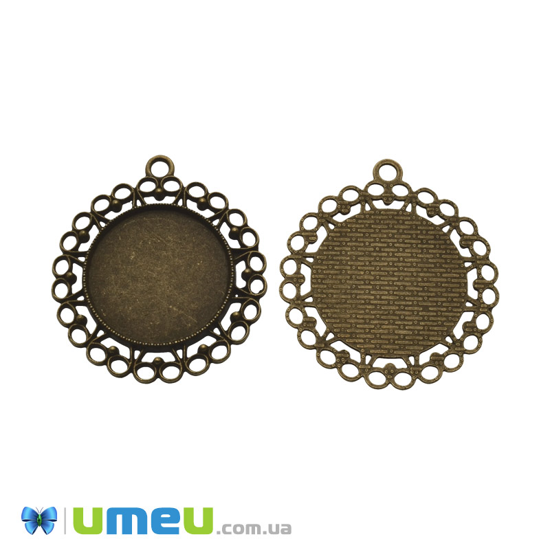 Основа кругла ажурна, 43х39 мм, 25 мм, Антична бронза (OSN-049443)