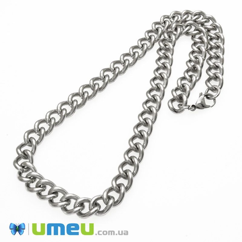 Основа на шию з нерж. ст., Темне срібло, 9,8 мм, 45 см (STL-049623)