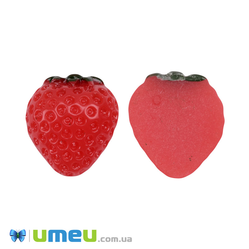 Кабошон из полимерной глины, Клубника, 21х19 мм, Красный (DIF-050796)