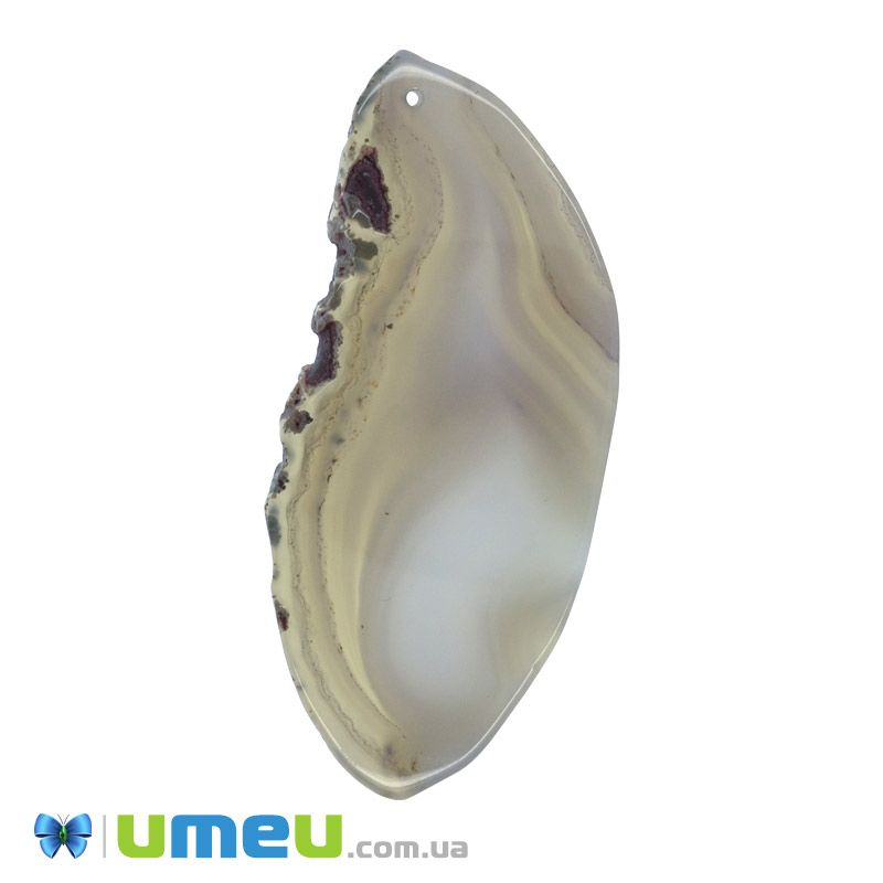 Зріз Агата, Сірий, 90х40 мм (POD-020219)