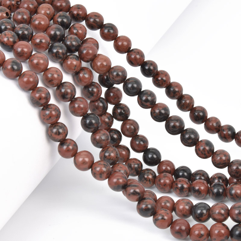 Намистини Обсидіан махогоновий, Натур. камінь, 6,5 мм, Круглі (BUS-058014)