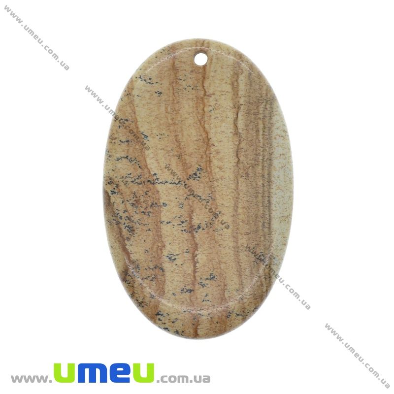 Підвіска з натурального каменю Яшма пейзажна, Овал, 55х35 мм (POD-031624)