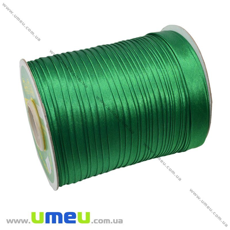 Атласная косая бейка, 15 мм, Зеленая, 1 м (LEN-010331)