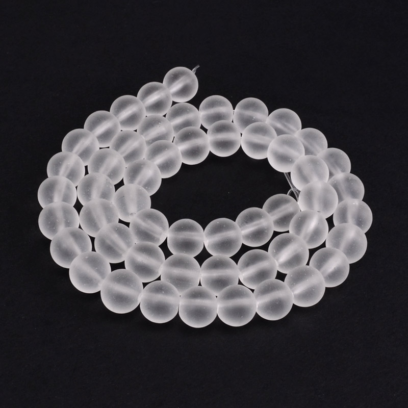 Намистини Кварц прозорий матовий, Натур. камінь, 8 мм, Круглі (BUS-051675)