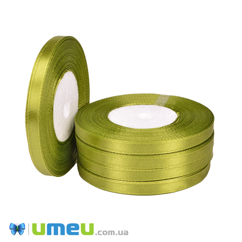 Атласна стрічка, 6 мм, Оливкова (LEN-050998)