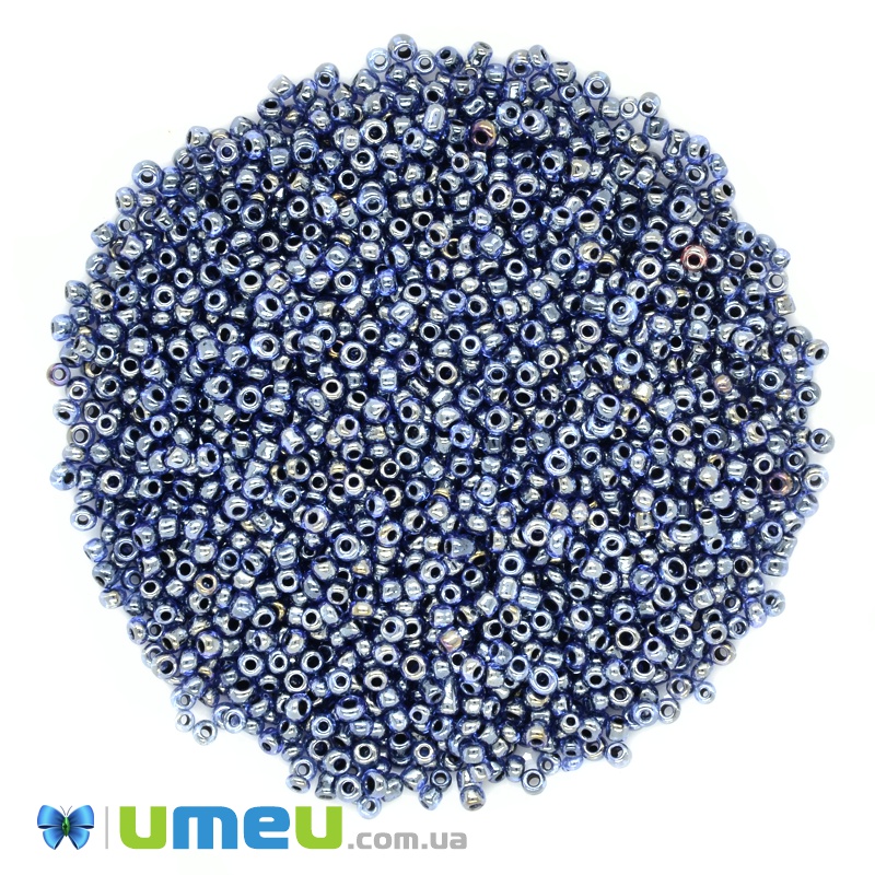 Бісер китайський дрібний, 12/0, Синій глазурований, 2 мм (BIS-037698)