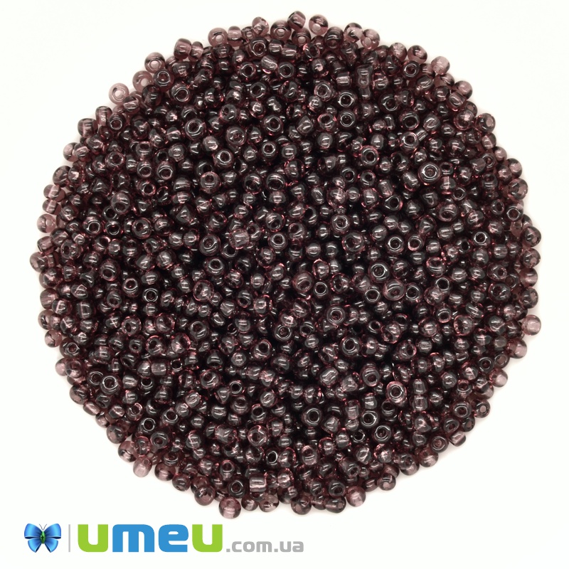 Бісер китайський середній, 8/0, Фиолетово-коричневий прозорий, 3 мм (BIS-037662)