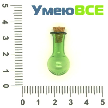 Скляна баночка Куля, Зелена, 14х25 мм (DIF-006700)