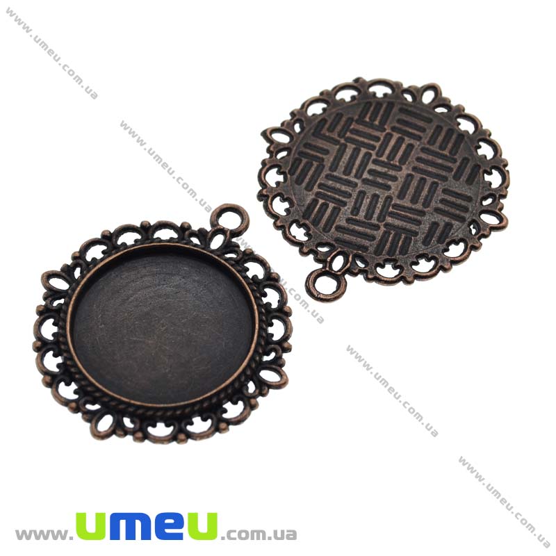 Основа круглая ажурная, 34х31 мм, 20 мм, Медь (OSN-013512)