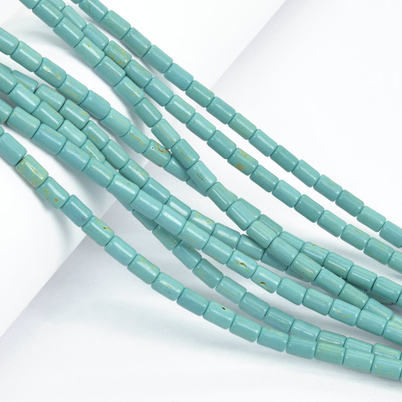 Намистини Бірюза пофарбована, Синт. камінь, 6х4 мм, Циліндр (BUS-057560)