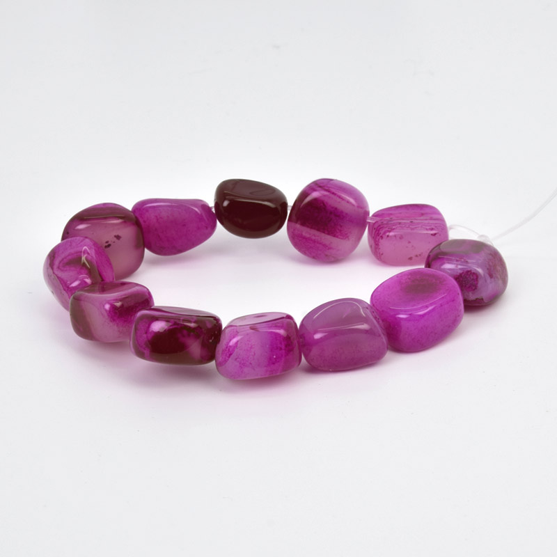 Намистини Агат малиновий, Натур. камінь, 13-16 мм, 19 см (BUS-058140)