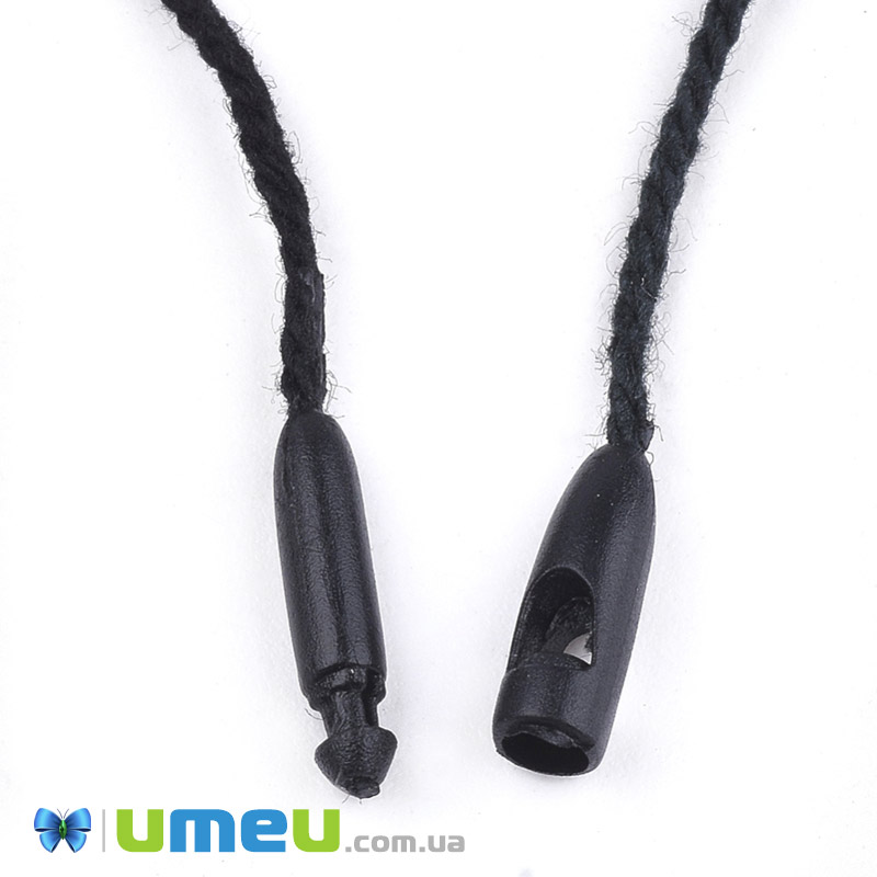 Шнурок коттоновий для кріплення подарункових бирок, 20 см, Чорний (UPK-043613)