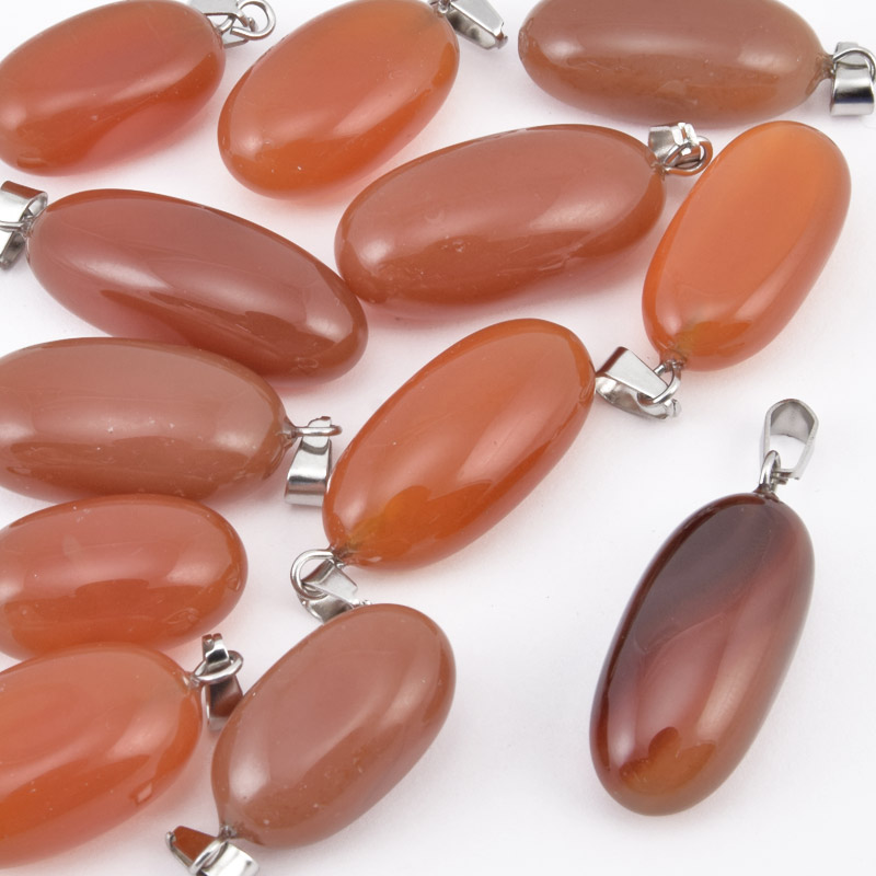 Підвіска Овал, Натур. камінь Агат червоно-коричневий, 21-32 мм (POD-058624)