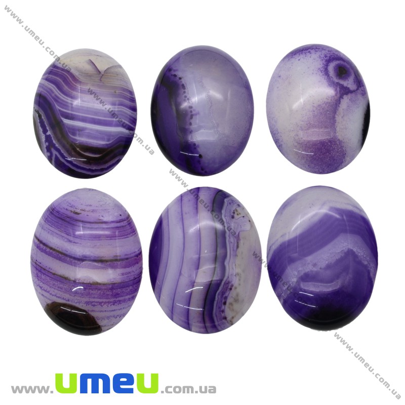 Кабошон нат. камень Агат фиолетовый, Овал, 40х30 мм (KAB-020319)