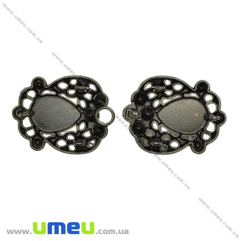 Пряжка металева роз'ємна зі стразами, 60х24 мм, Чорна (SEW-023979)