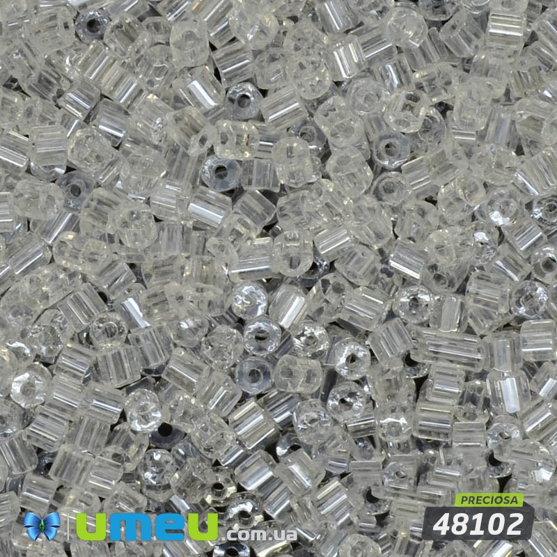 Бісер чеський Рубка 11/0, №48102, Прозорий, глазурирована (BIS-032173)
