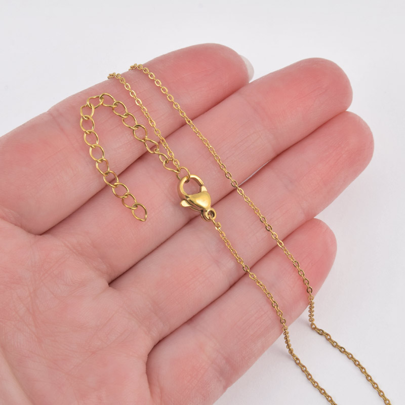 Основа на шею из нерж. ст. с удлинителем, Золото, 1,2 мм, 60 см (STL-058310)