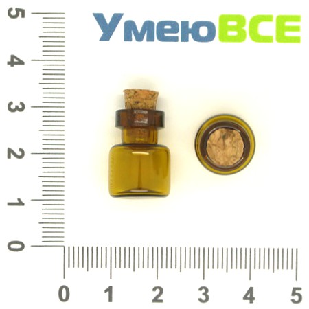 Скляна баночка з пробкою коричнева, 13х18 мм (DIF-006680)