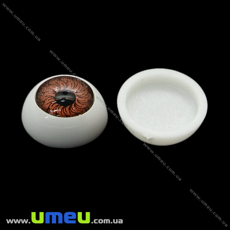 Глазки клеевые для кукол, 12 мм, Коричневые (DIF-023223)