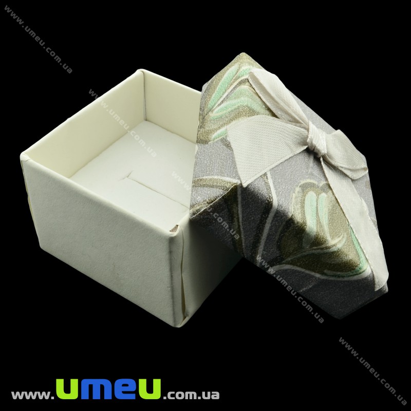 Подарункова коробочка Квадратна з візерунком під кільце, 4,5х4,5х3,5 см, Сіра (UPK-023079)