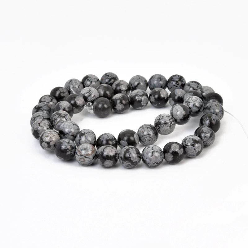 Намистини Сніжний обсидіан, Натур. камінь, 8,5 мм, Круглі (BUS-058000)