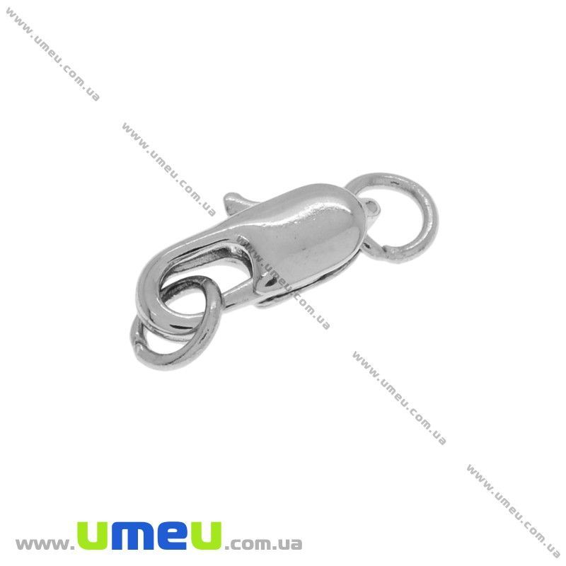 Замок-карабін з кільцями, 10х5 мм, Темне срібло (ZAM-025877)