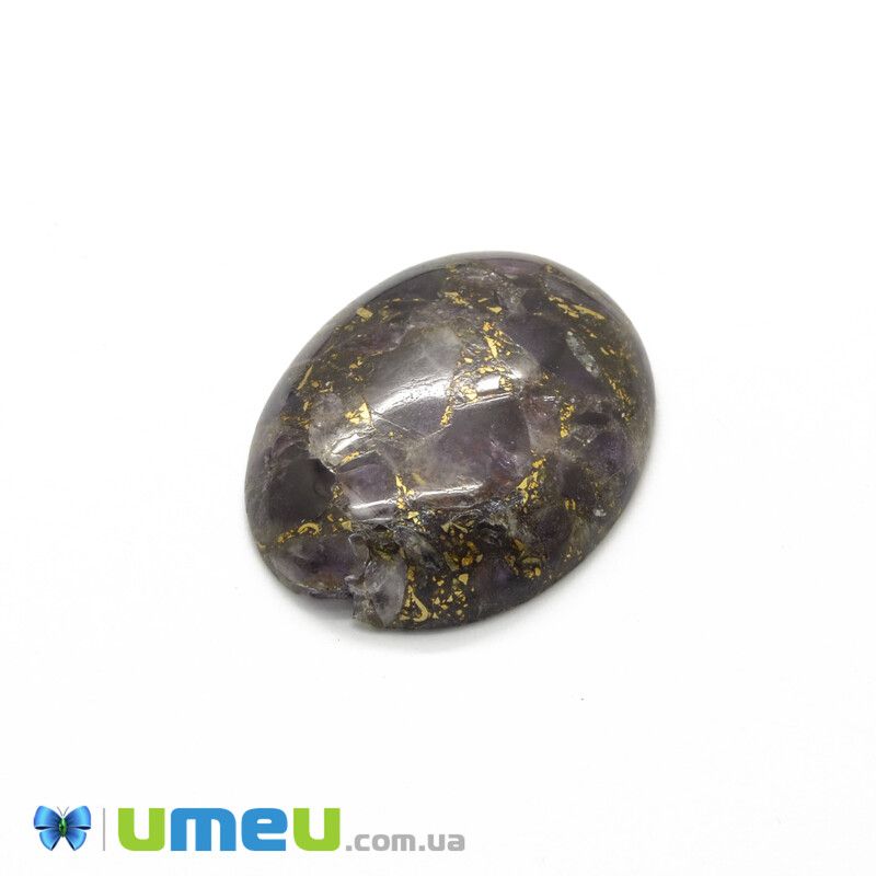 Кабошон нат. камінь Аметист із золотою лінією (2 сорт), Овал, 30х22 мм (KAB-042032)