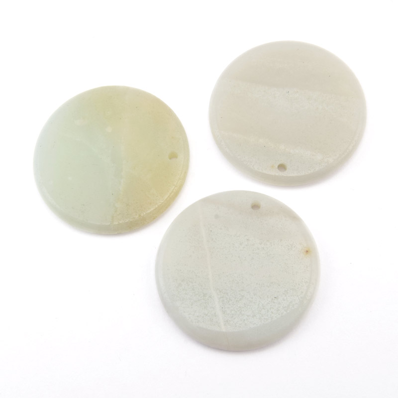 Підвіска Кругла плоска, Натур. камінь Амазоніт, 30 мм (POD-058638)