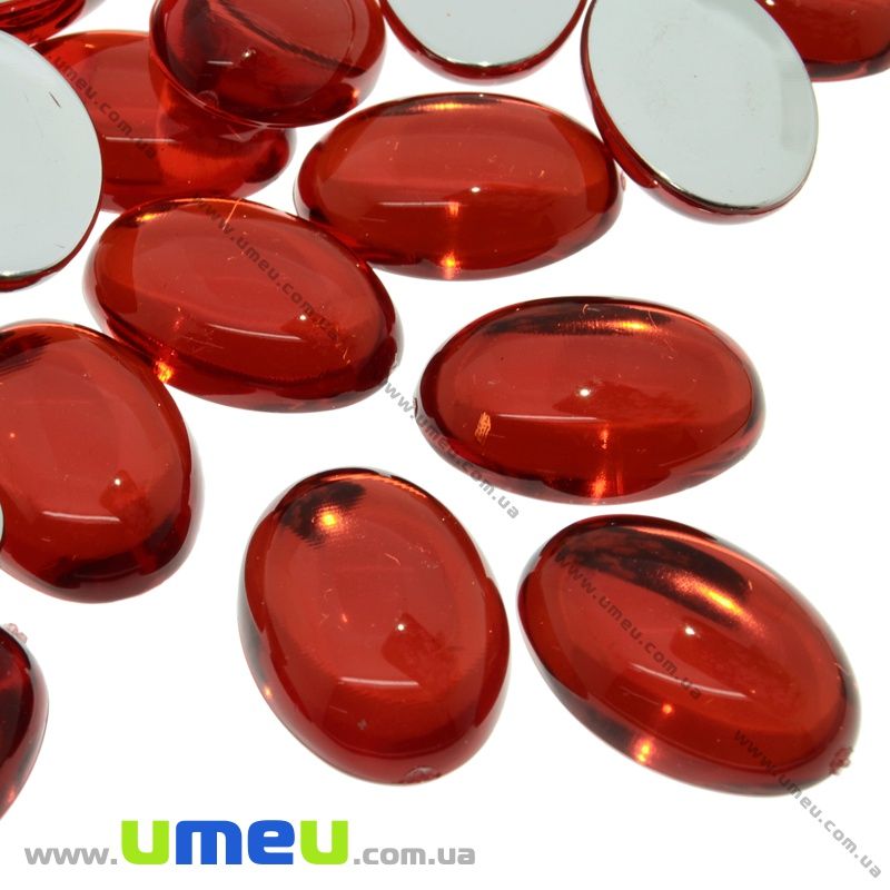 Кабошон пластиковий, Овал, 25х18 мм, Червоний (KAB-009574)