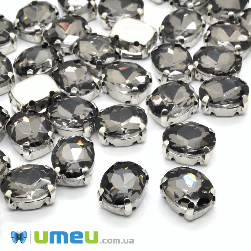 Шатон овальний 18х13 мм, Темне срібло, Сірий (KAB-052872)