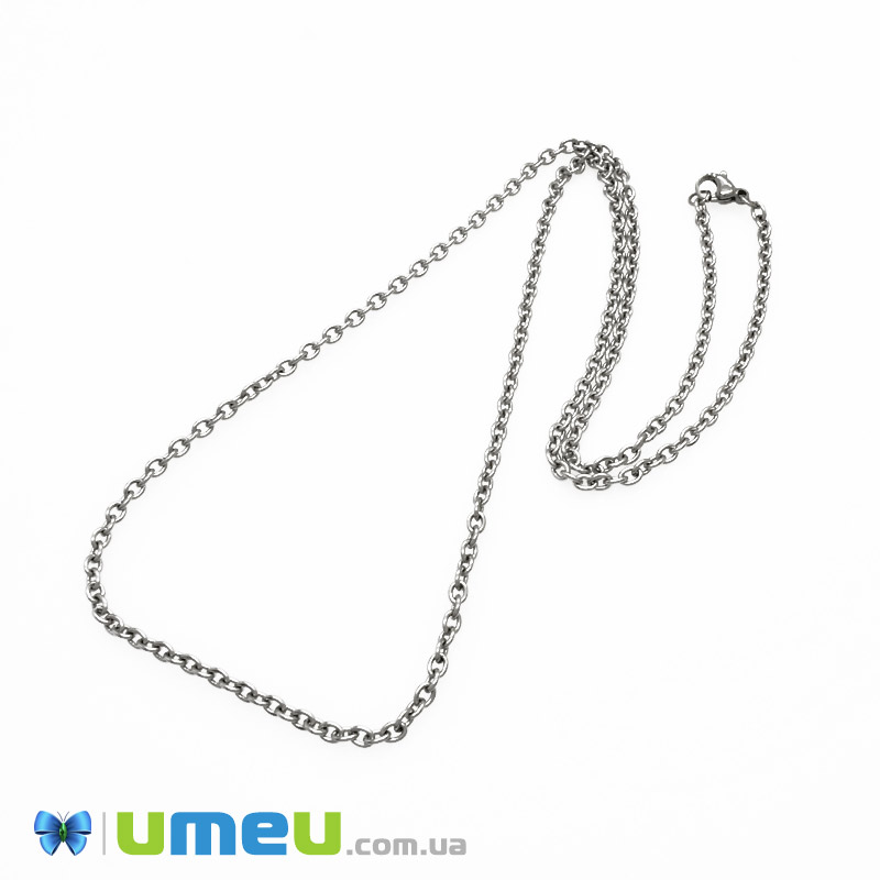 Основа на шею из нерж. ст., Темное серебро, 3 мм, 60 см (STL-049589)