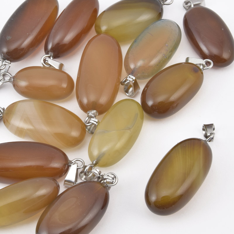 Підвіска Овал, Натур. камінь Агат коричневий, 21-32 мм (POD-058631)