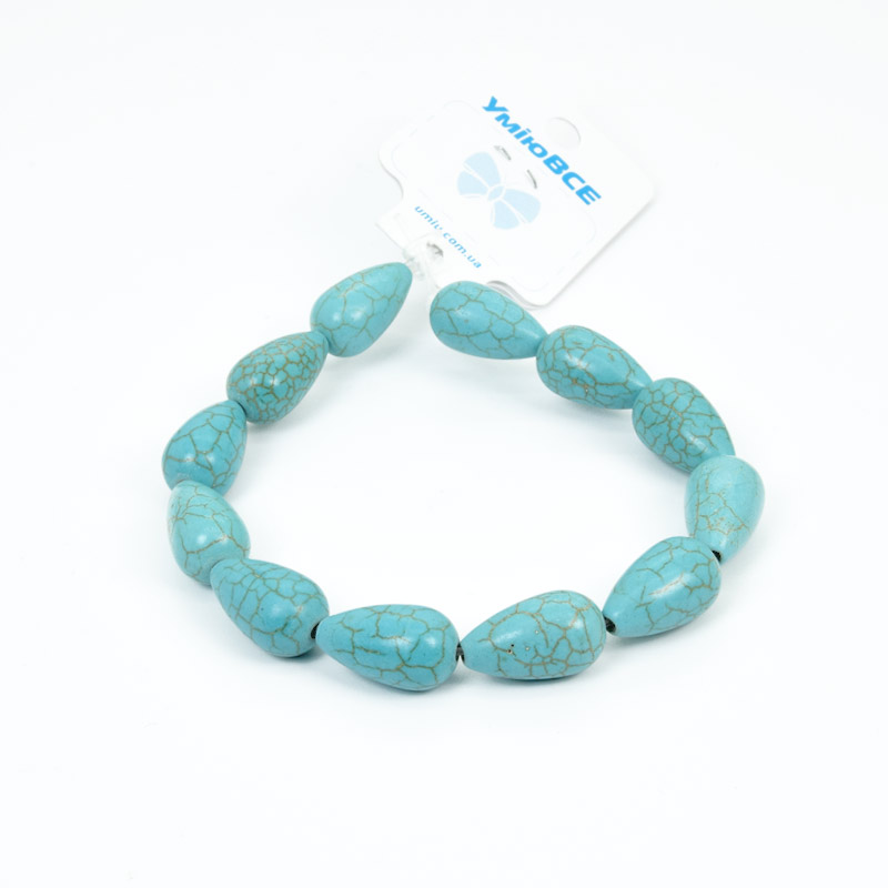 Намистини Бірюза пофарбована, Синт. камінь, 17х10 мм, Крапля (BUS-057684)