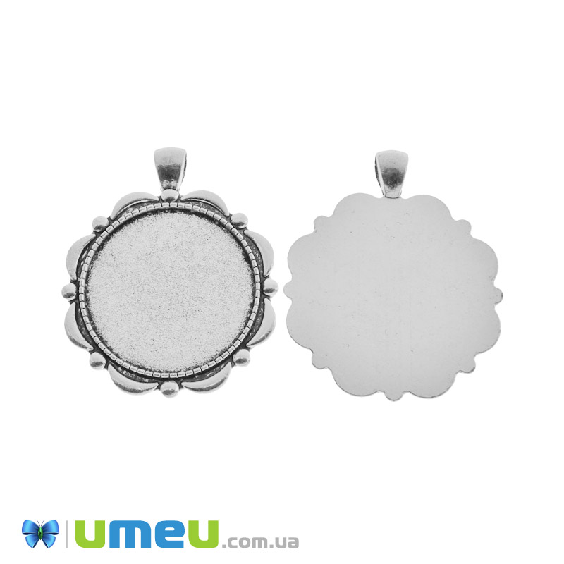 Основа кругла, 46х38 мм, 29,5 мм, Античне срібло (OSN-049432)