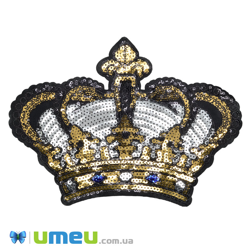 Термоаплікація з паєтками Корона, 24,5х16 см (APL-024658)