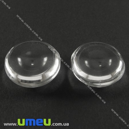 Кабошон скляний Лінза кругла, 18 мм, Прозорий (KAB-001828)