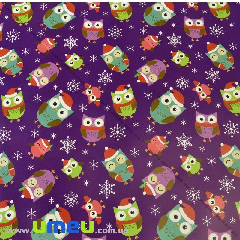 Пакувальний папір Сови, Фіолетовий, 70х100 см (UPK-023526)
