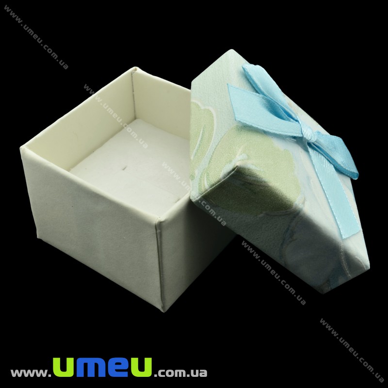 Подарункова коробочка Квадратна з візерунком під кільце, 4,5х4,5х3,5 см, Блакитна (UPK-023077)