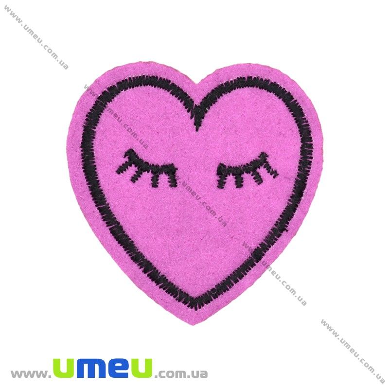 Термоаплікація Сердечко, 5х4,5 см, Малинова (APL-025778)