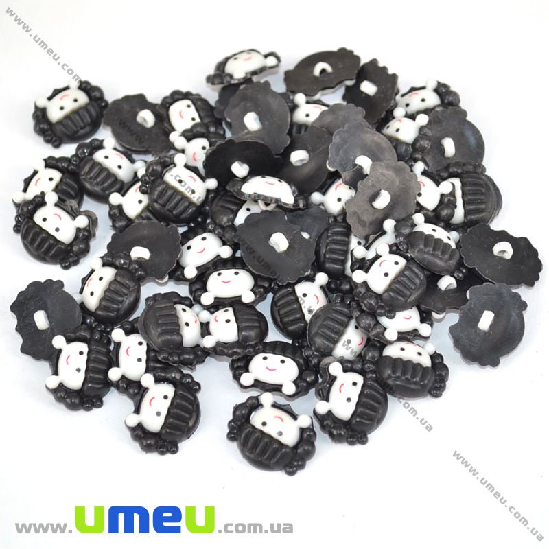 Пуговица пластиковая на ножке Девочка, 22х17х8 мм, Черная (PUG-008961)